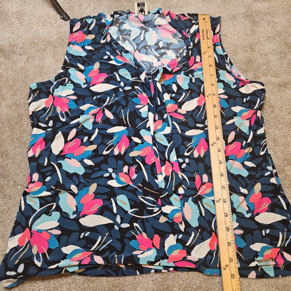 Anne Klein Size Large L Floral Abstract Vibrant Print Unique Sleeveless Blouse - Picture 5 of 8
